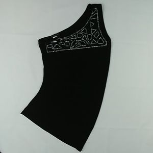 Venus Brand Black Asymmetrical One Shoulder Top M